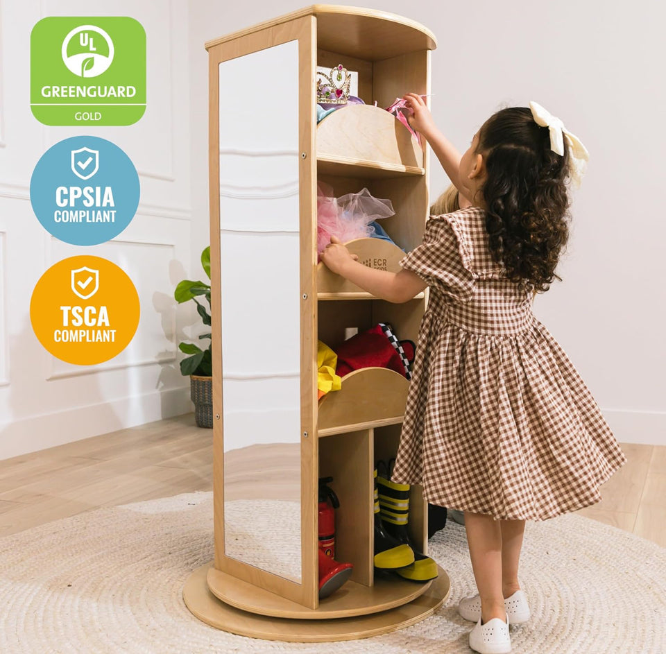 Slightly Used ECR4Kids Rotating Dress-Up Carousel, Costume Organizer, Natural