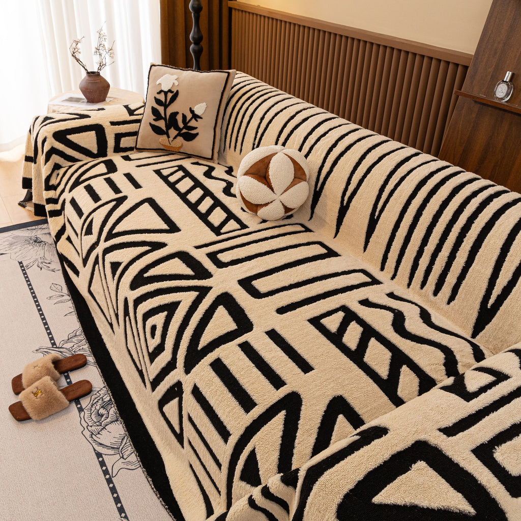 Boho Plush Couch Cover Bohemian Throw Blanket Decor Covers Sofa Chair Furniture Bed