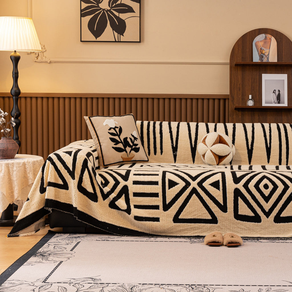 Boho Plush Couch Cover Bohemian Throw Blanket Decor Covers Sofa Chair Furniture Bed
