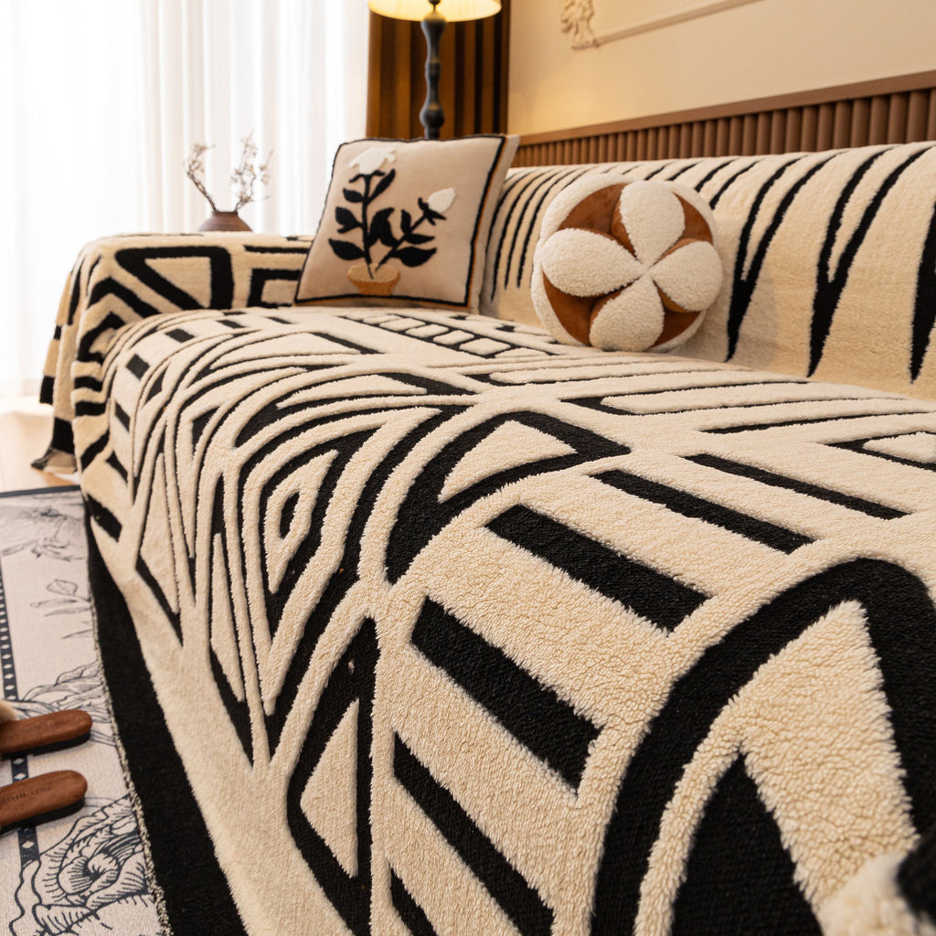 Boho Plush Couch Cover Bohemian Throw Blanket Decor Covers Sofa Chair Furniture Bed