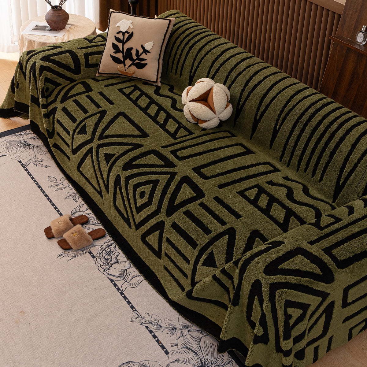 Boho Plush Couch Cover Bohemian Throw Blanket Decor Covers Sofa Chair Furniture Bed