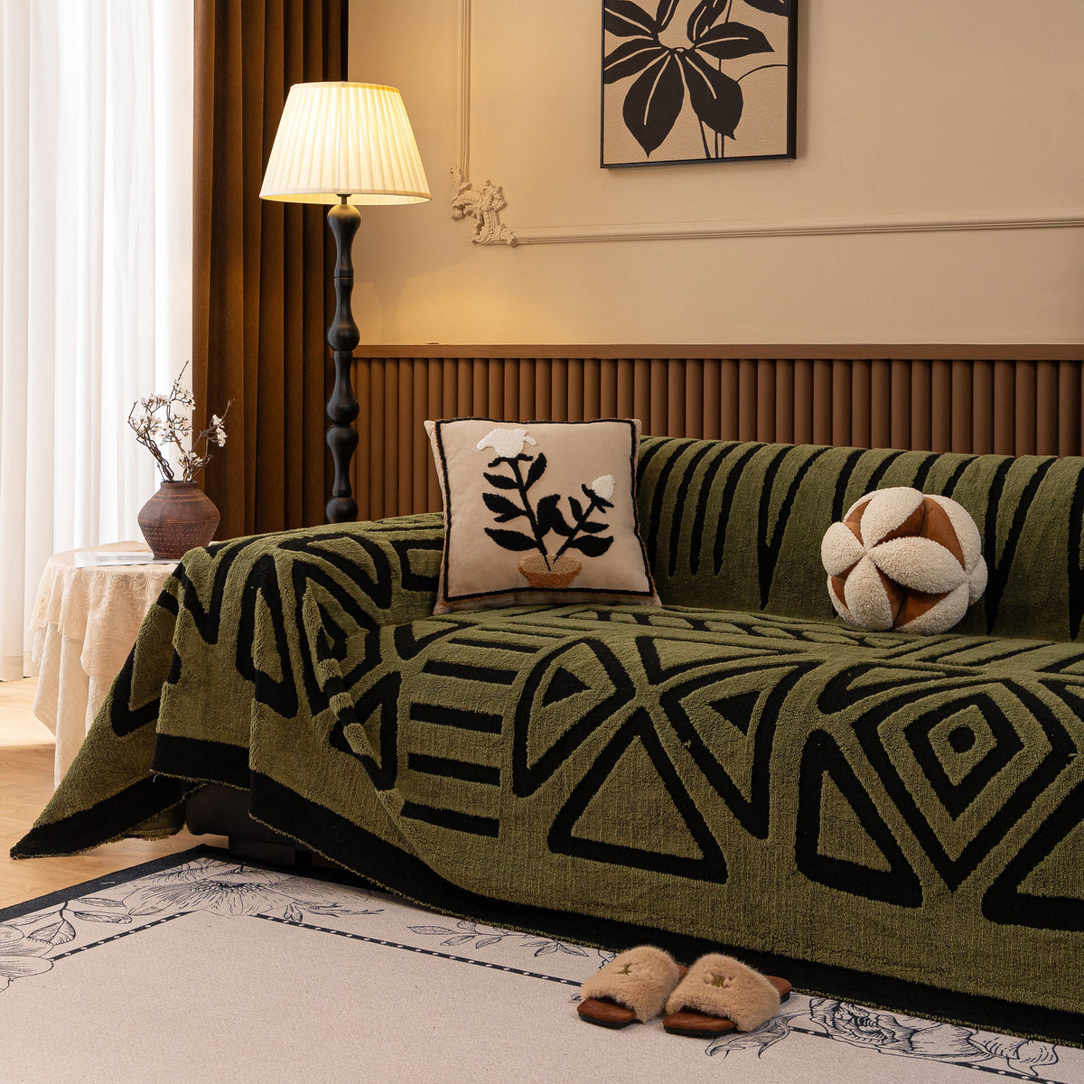 Boho Plush Couch Cover Bohemian Throw Blanket Decor Covers Sofa Chair Furniture Bed