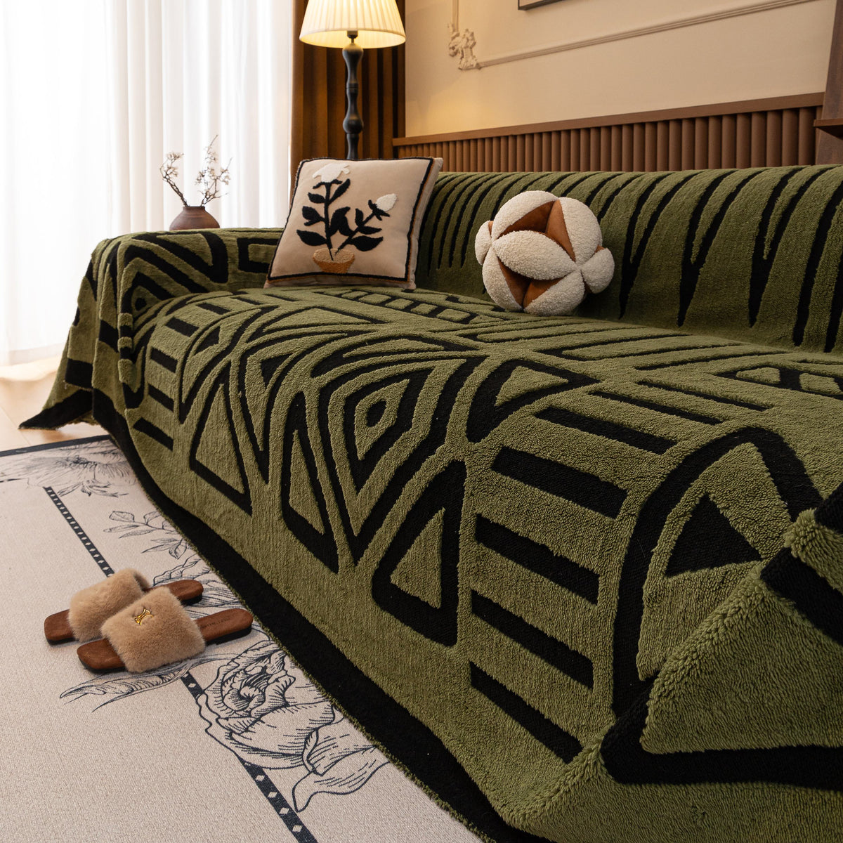 Boho Plush Couch Cover Bohemian Throw Blanket Decor Covers Sofa Chair Furniture Bed