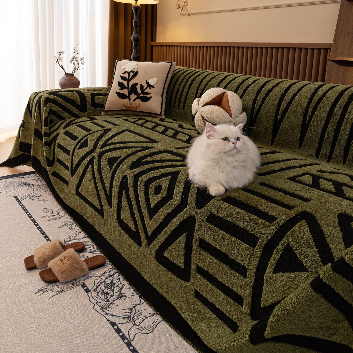 Boho Plush Couch Cover Bohemian Throw Blanket Decor Covers Sofa Chair Furniture Bed