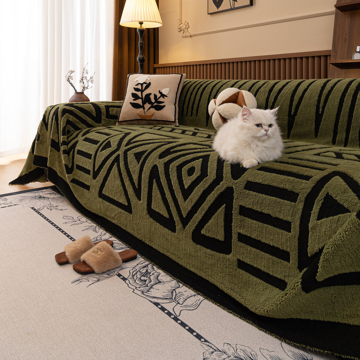 Boho Plush Couch Cover Bohemian Throw Blanket Decor Covers Sofa Chair Furniture Bed