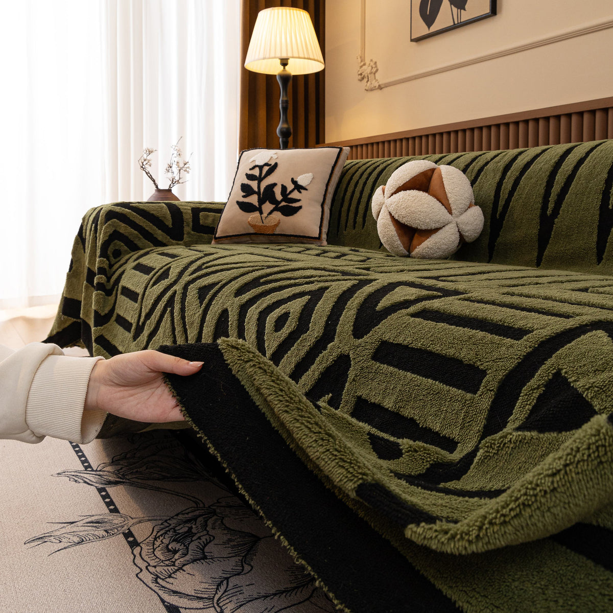 Boho Plush Couch Cover Bohemian Throw Blanket Decor Covers Sofa Chair Furniture Bed