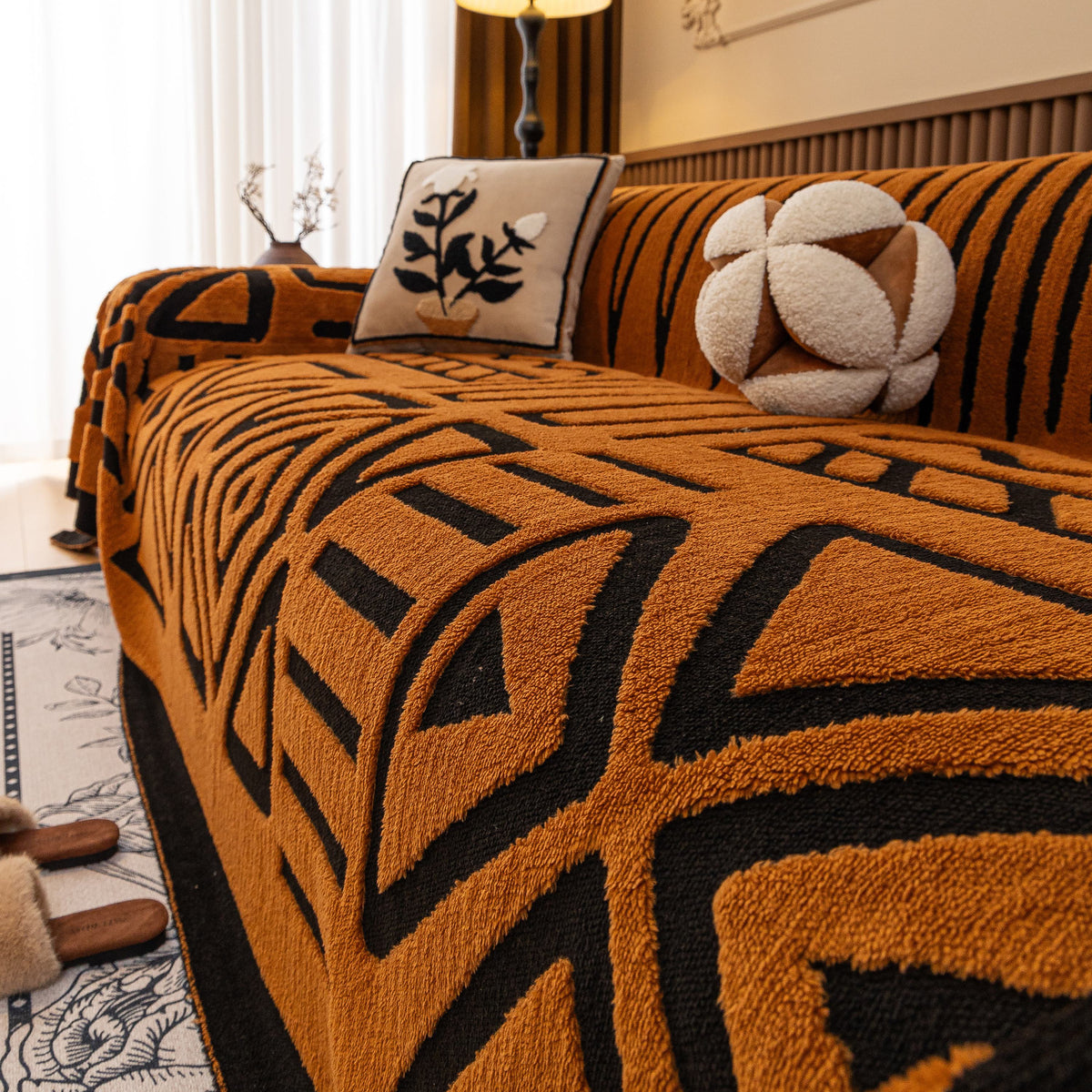 Boho Plush Couch Cover Bohemian Throw Blanket Decor Covers Sofa Chair Furniture Bed
