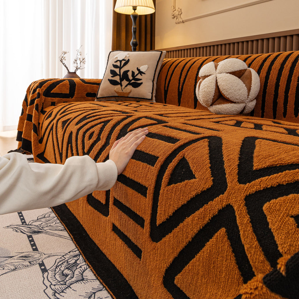Boho Plush Couch Cover Bohemian Throw Blanket Decor Covers Sofa Chair Furniture Bed
