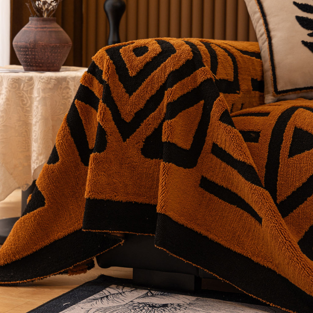 Boho Plush Couch Cover Bohemian Throw Blanket Decor Covers Sofa Chair Furniture Bed