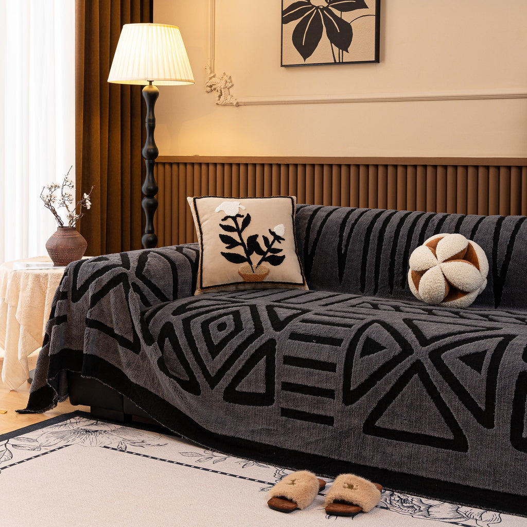 Boho Plush Couch Cover Bohemian Throw Blanket Decor Covers Sofa Chair Furniture Bed