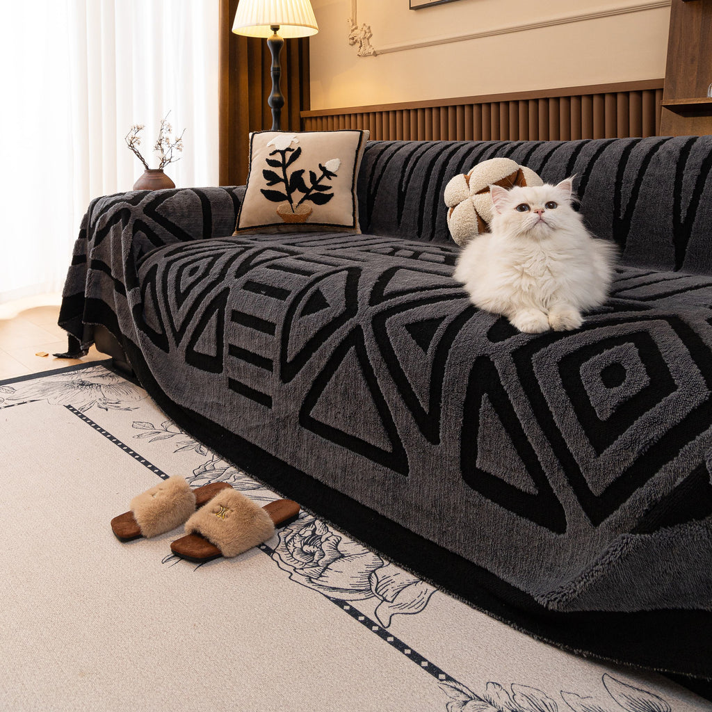 Boho Plush Couch Cover Bohemian Throw Blanket Decor Covers Sofa Chair Furniture Bed