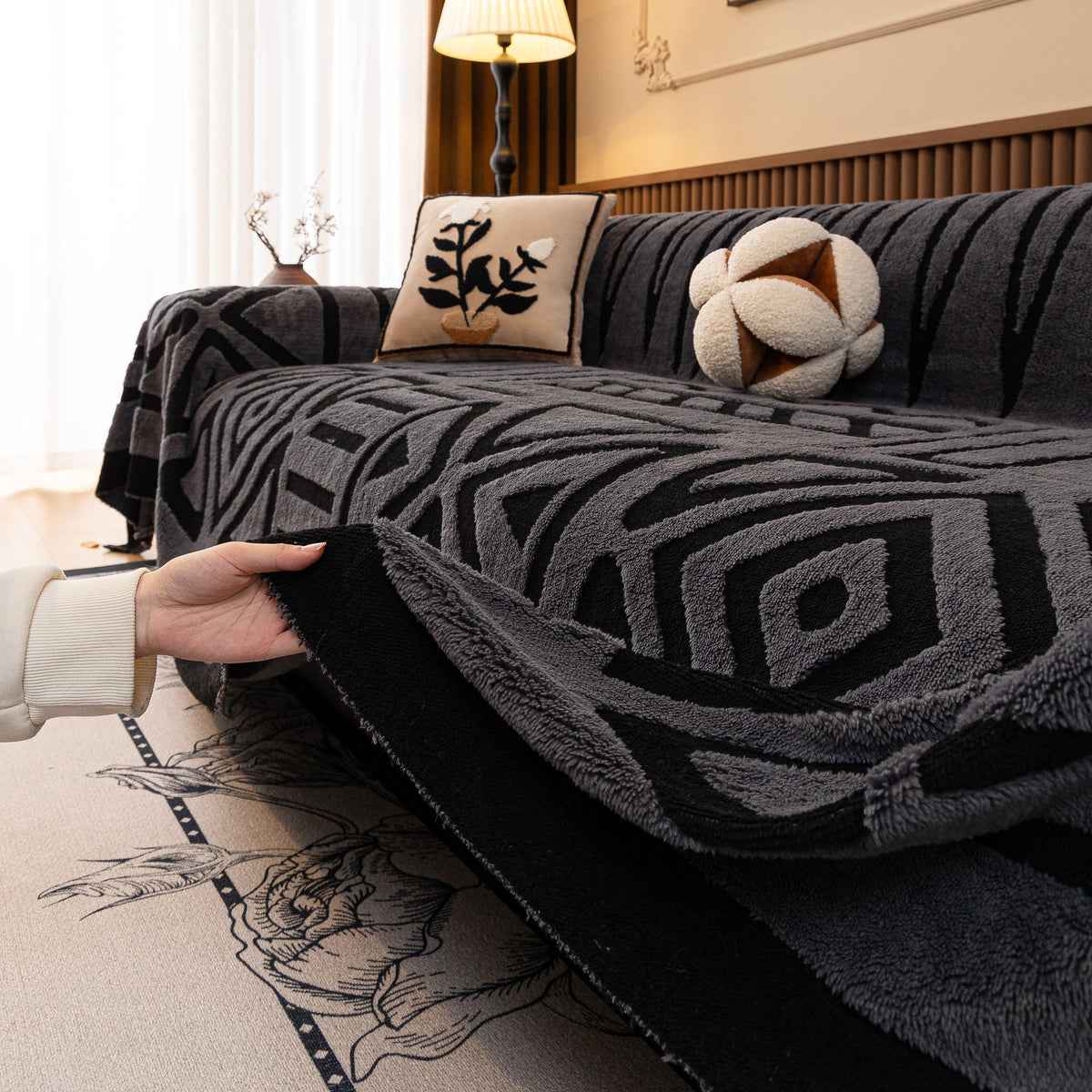 Boho Plush Couch Cover Bohemian Throw Blanket Decor Covers Sofa Chair Furniture Bed