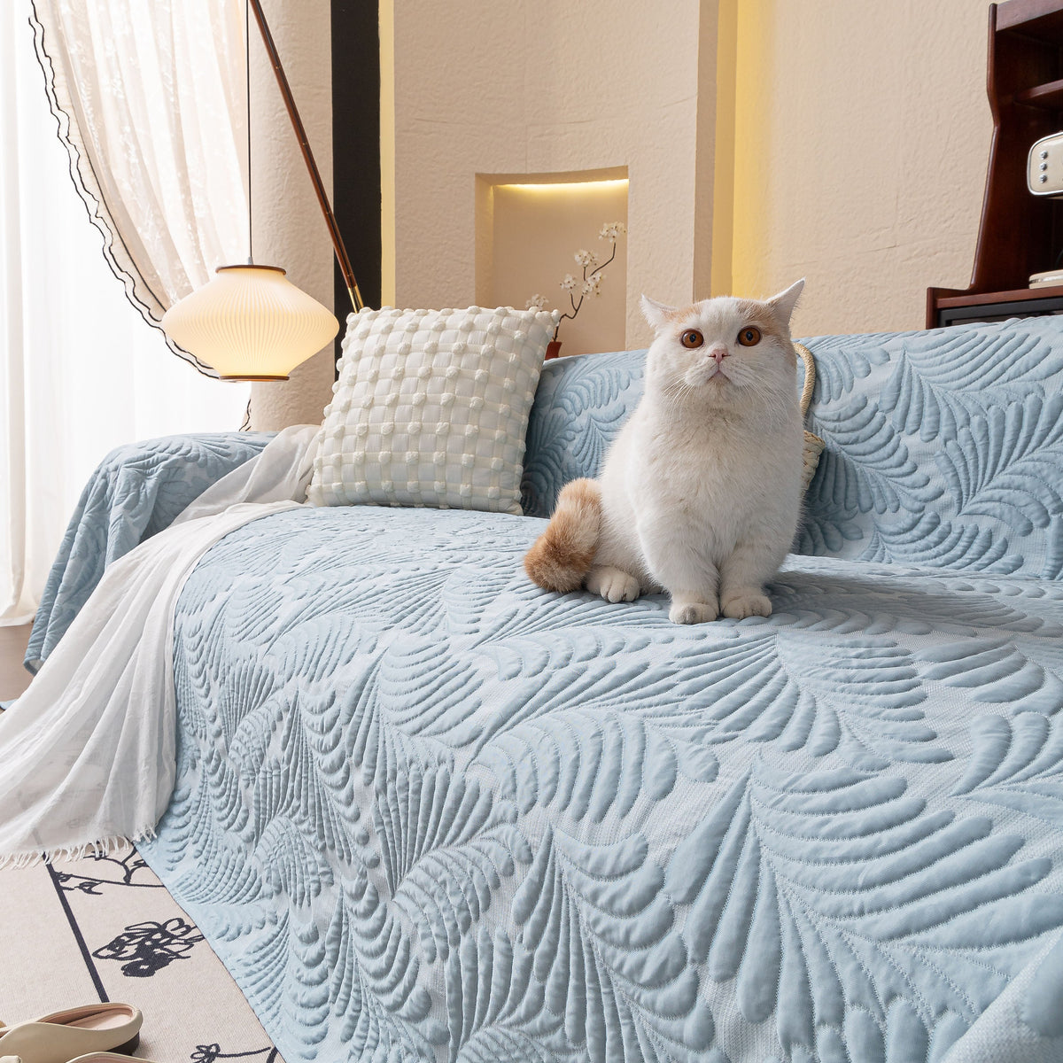 Cooling Quilted Non-Slip Furniture Protector for Pets & Kids, Washable Sofa Slipcover