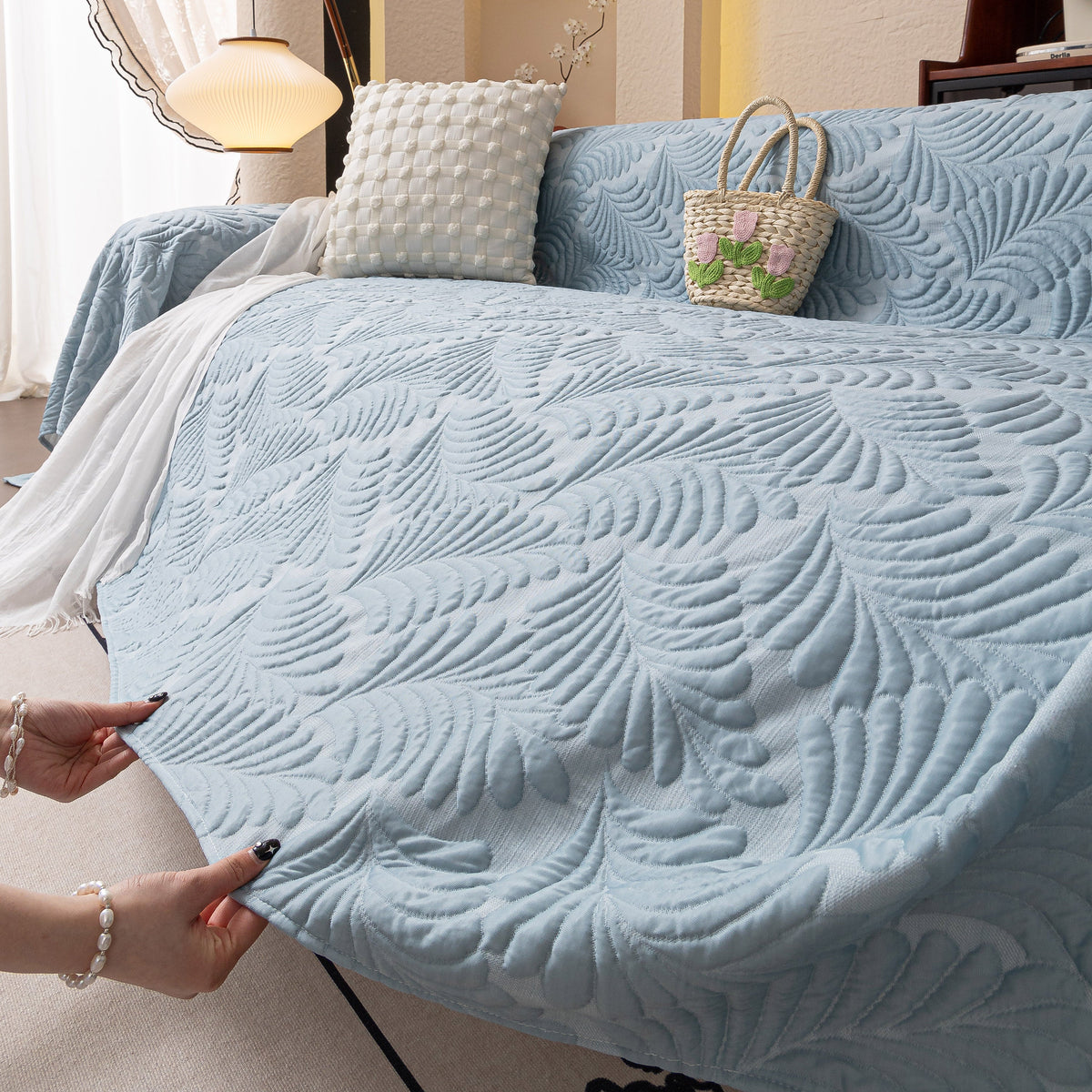 Cooling Quilted Non-Slip Furniture Protector for Pets & Kids, Washable Sofa Slipcover