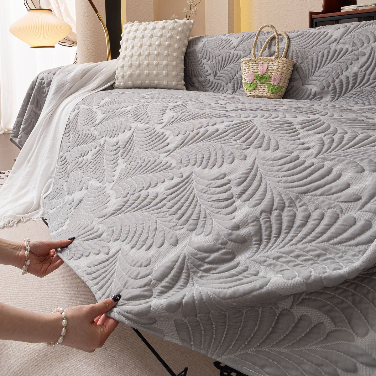 Cooling Quilted Non-Slip Furniture Protector for Pets & Kids, Washable Sofa Slipcover