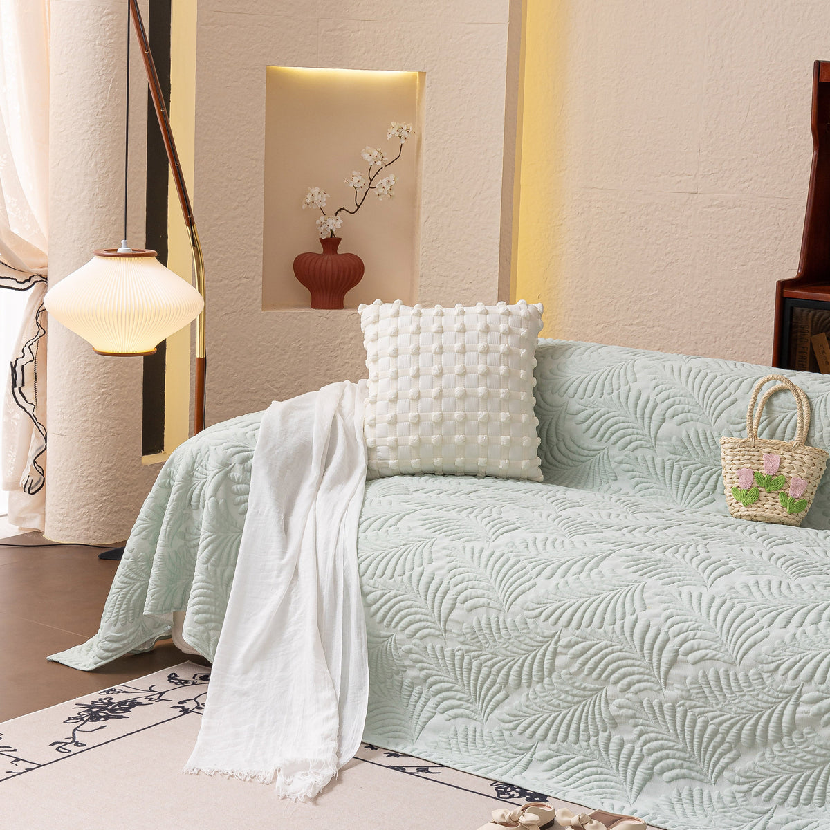 Cooling Quilted Non-Slip Furniture Protector for Pets & Kids, Washable Sofa Slipcover