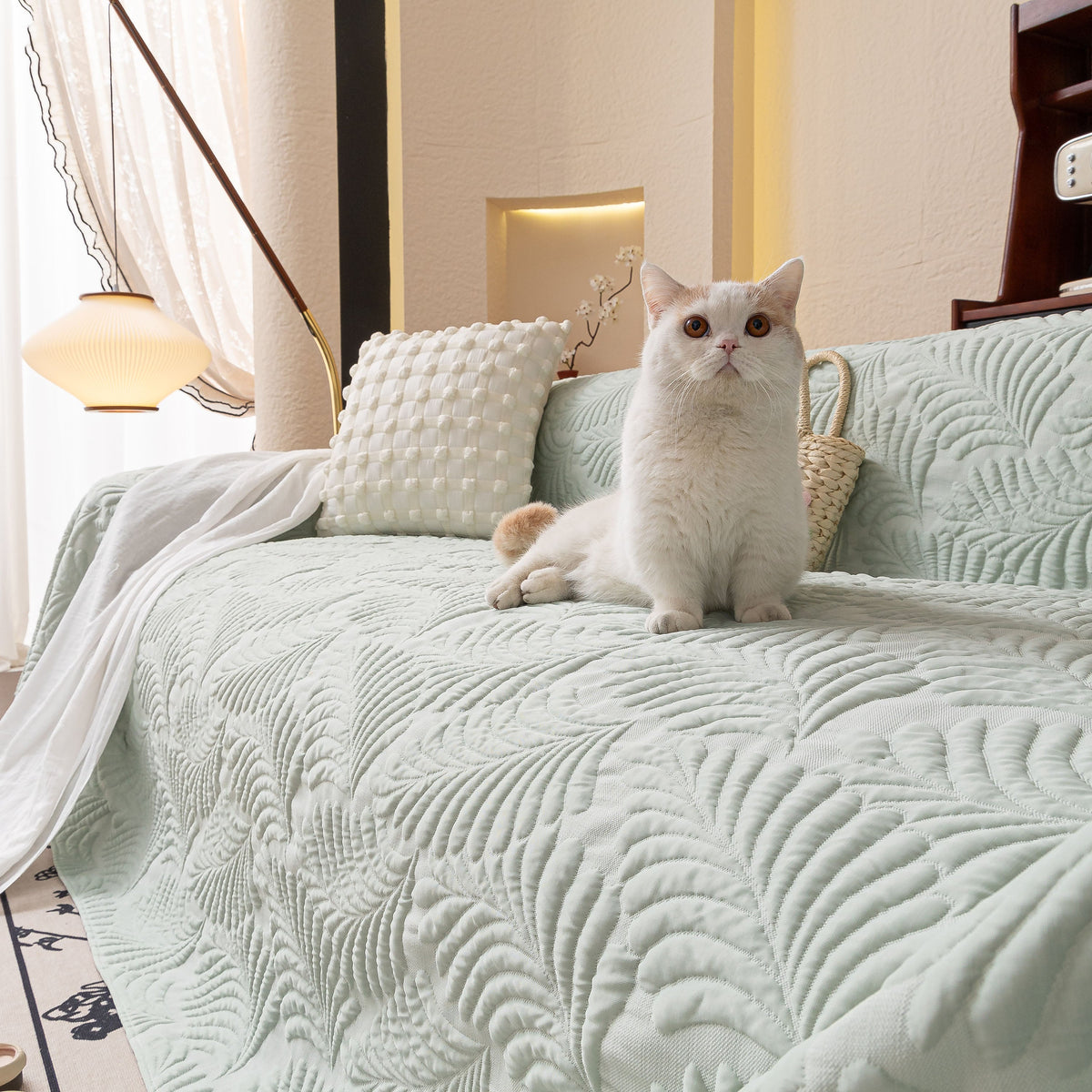 Cooling Quilted Non-Slip Furniture Protector for Pets & Kids, Washable Sofa Slipcover