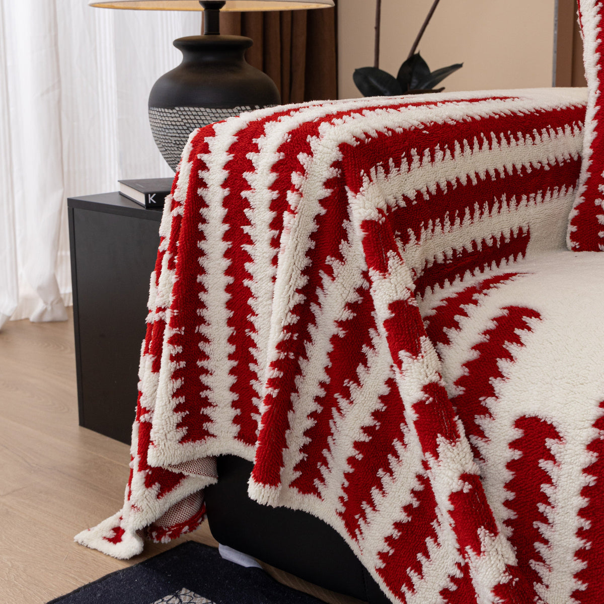 Jacquard Fleece Throw Blanket for Couch Plush Fuzzy Cozy Soft Blankets and Throws for Sofa
