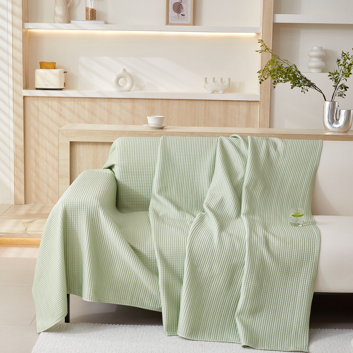 Cooling Comfy Throw Sofa Cover, Textured & Breathable, Multi-Use Decorative Couch Covers for Summer