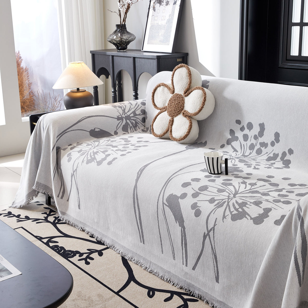 Dandelion Blanket Throw for Sofas Chenille Furniture Couch Cover, Couch Cushion Cover for Kids, Pets