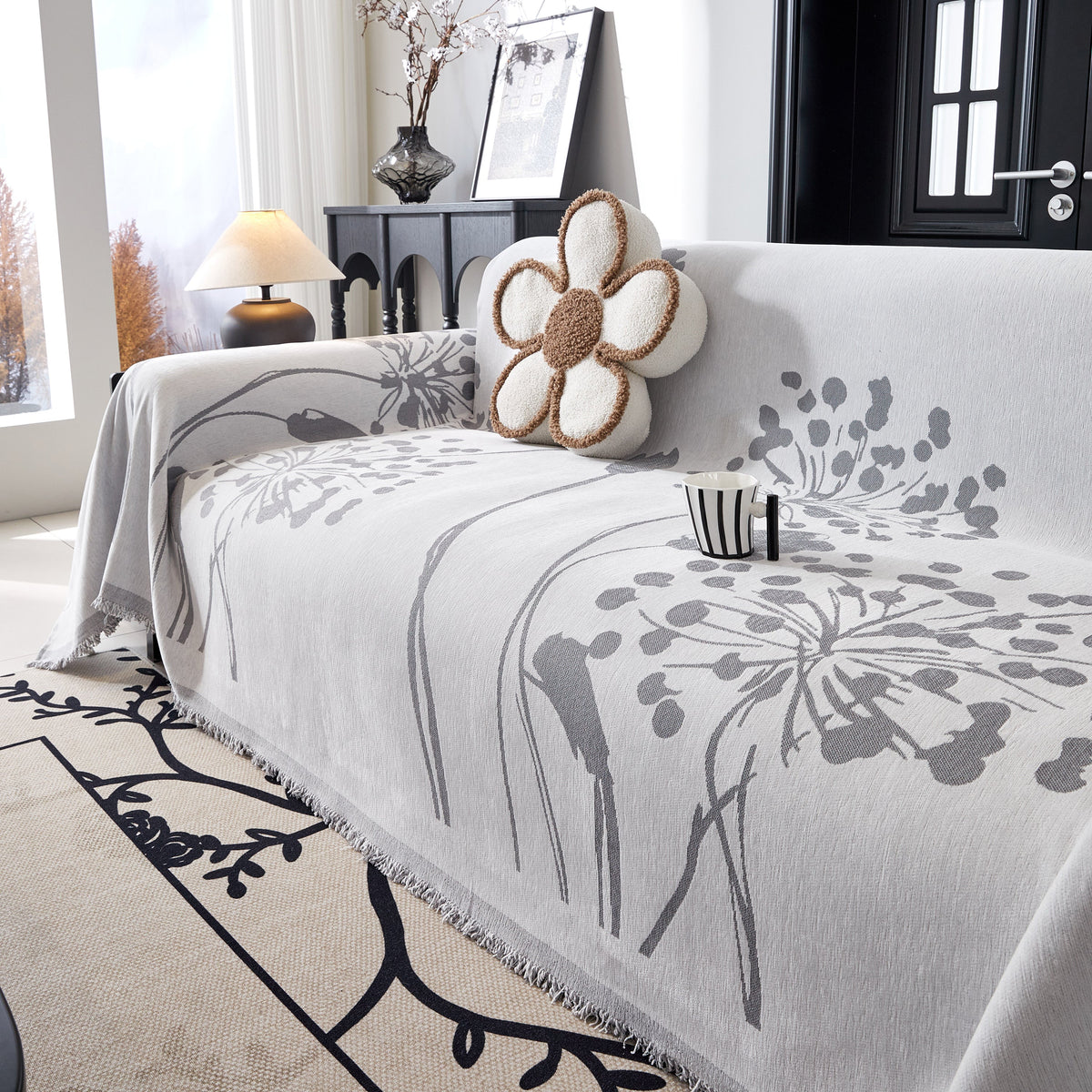 Dandelion Blanket Throw for Sofas Chenille Furniture Couch Cover, Couch Cushion Cover for Kids, Pets