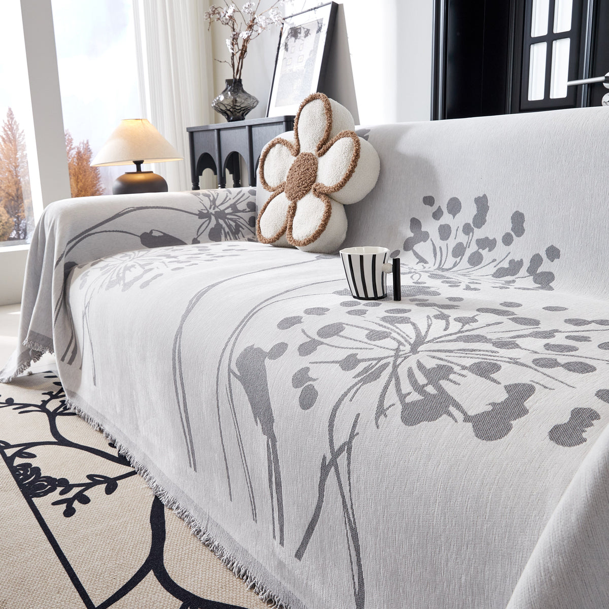 Dandelion Blanket Throw for Sofas Chenille Furniture Couch Cover, Couch Cushion Cover for Kids, Pets