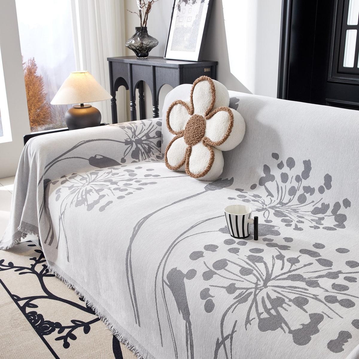 Dandelion Blanket Throw for Sofas Chenille Furniture Couch Cover, Couch Cushion Cover for Kids, Pets