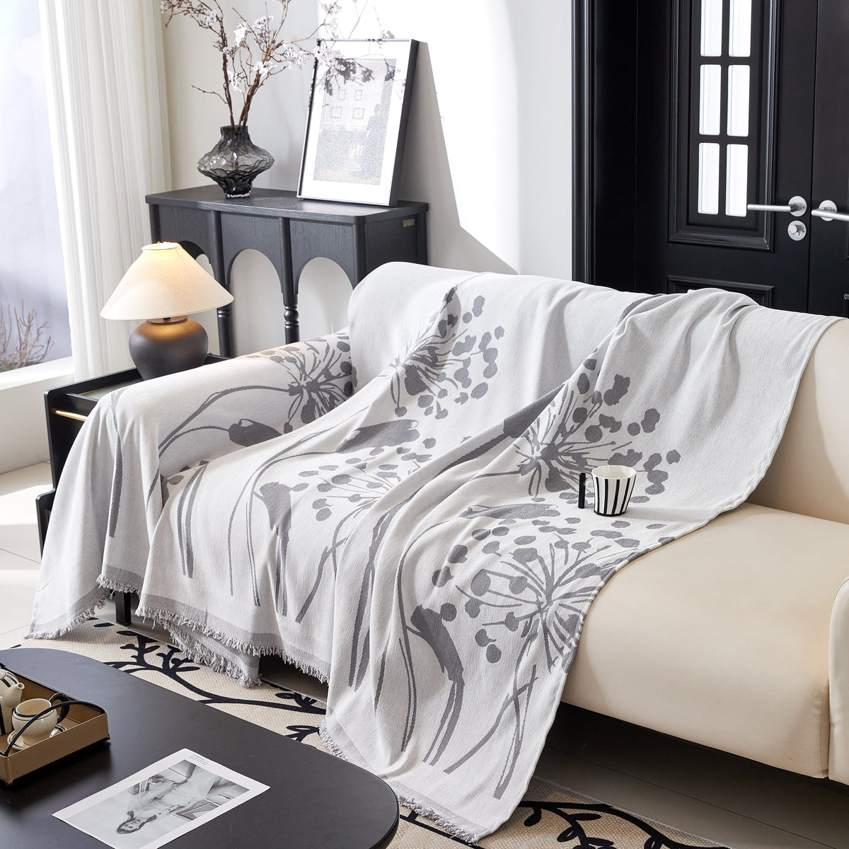 Dandelion Blanket Throw for Sofas Chenille Furniture Couch Cover, Couch Cushion Cover for Kids, Pets