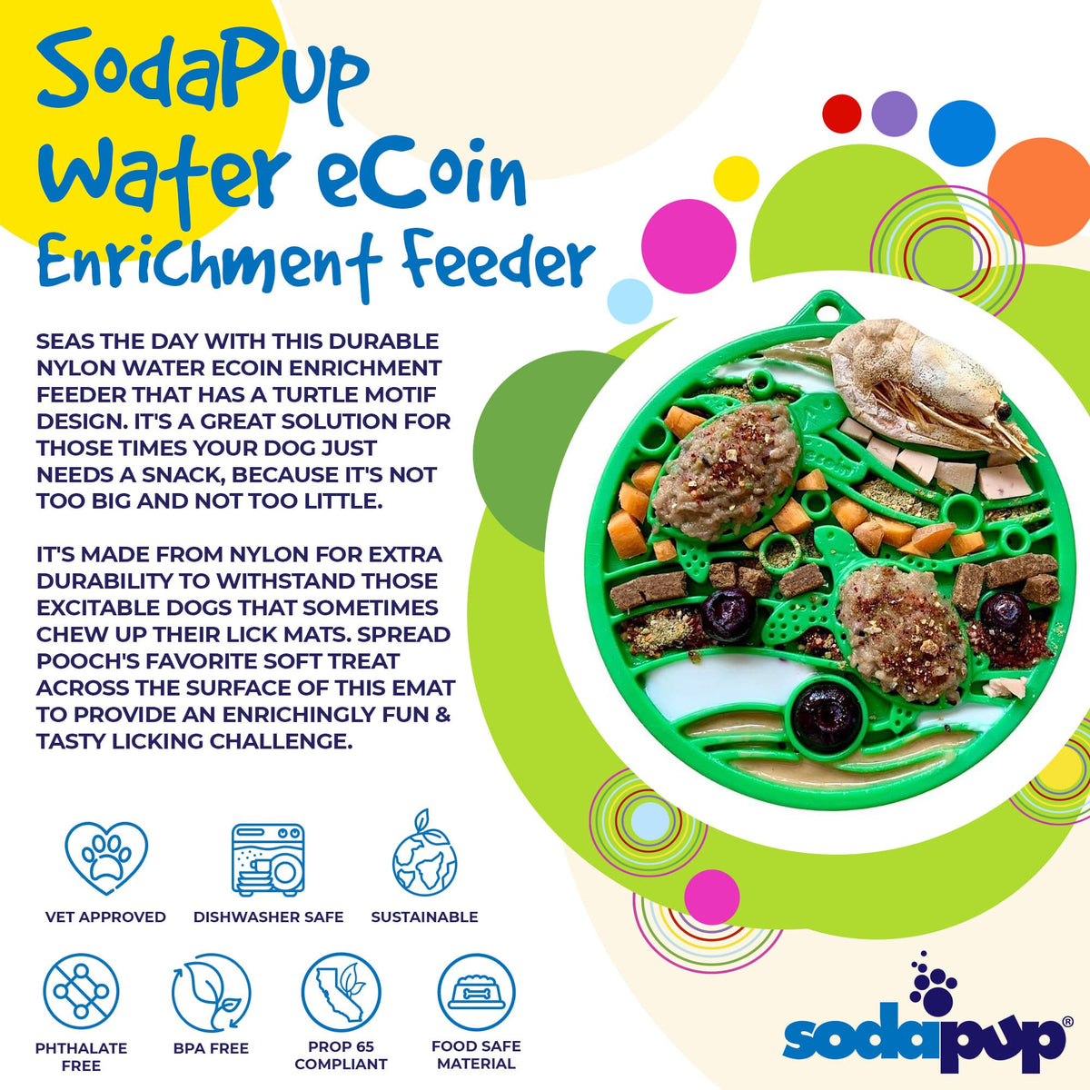 Water Nylon eCoin Durable Enrichment Snacking Coin for Dogs | USA-Made Lick Mat Alternative
