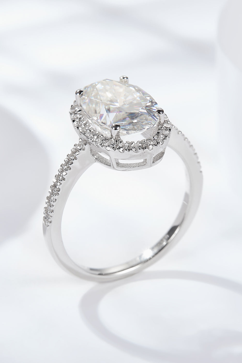 4.5 Carat Oval-Cut Sparkala™ Halo Ring (Platinum Over Pure Sterling Silver)