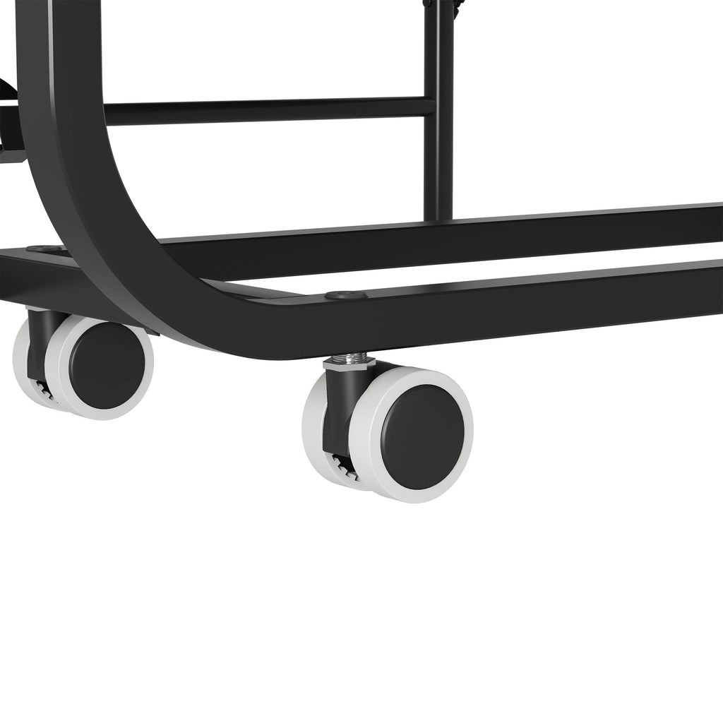 Twin Folding Bed With Adjustable Headboard, Memory Foam For Tall People, Heavy-Duty Portable On Wheels, Easy Assembly - Black