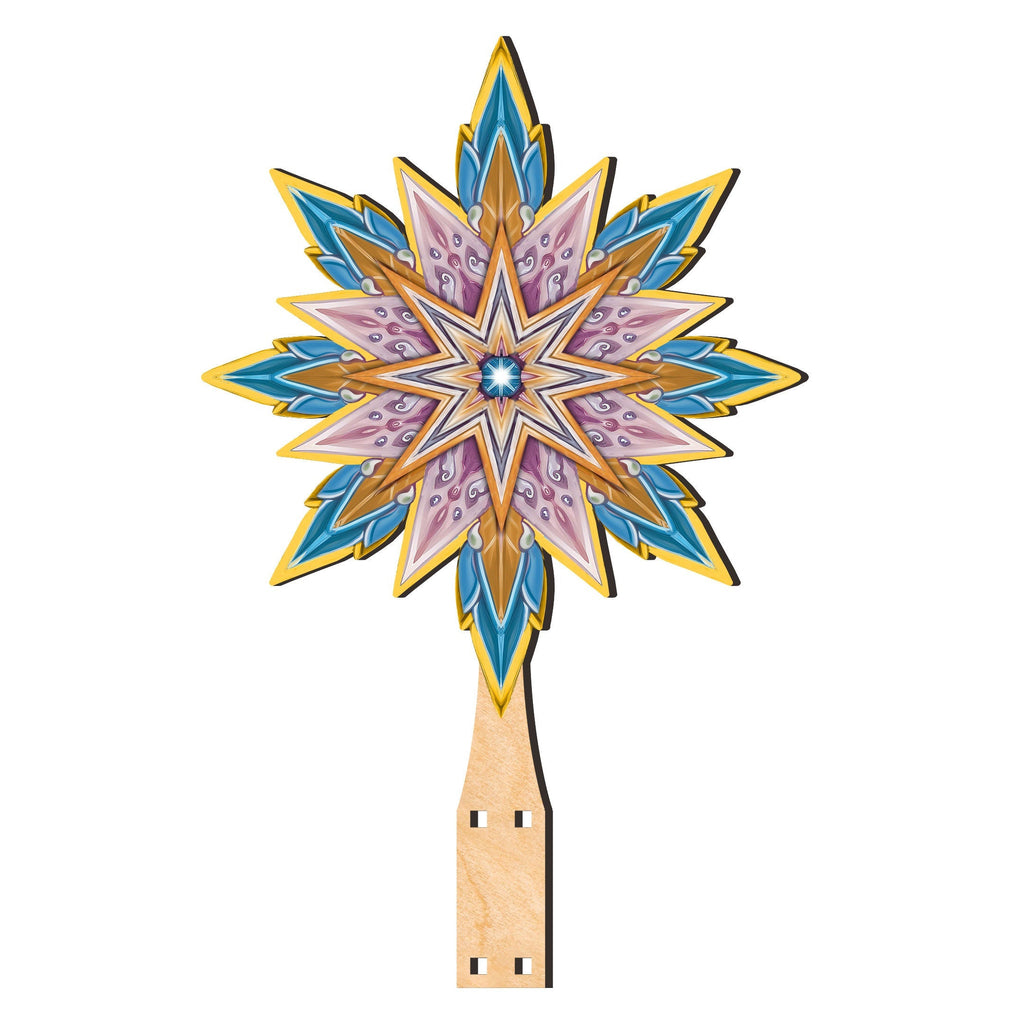 Peaceful Nativity Star Tree Topper Wooden Decor by G. Debrekht - Nativity Holiday Decor - 89505