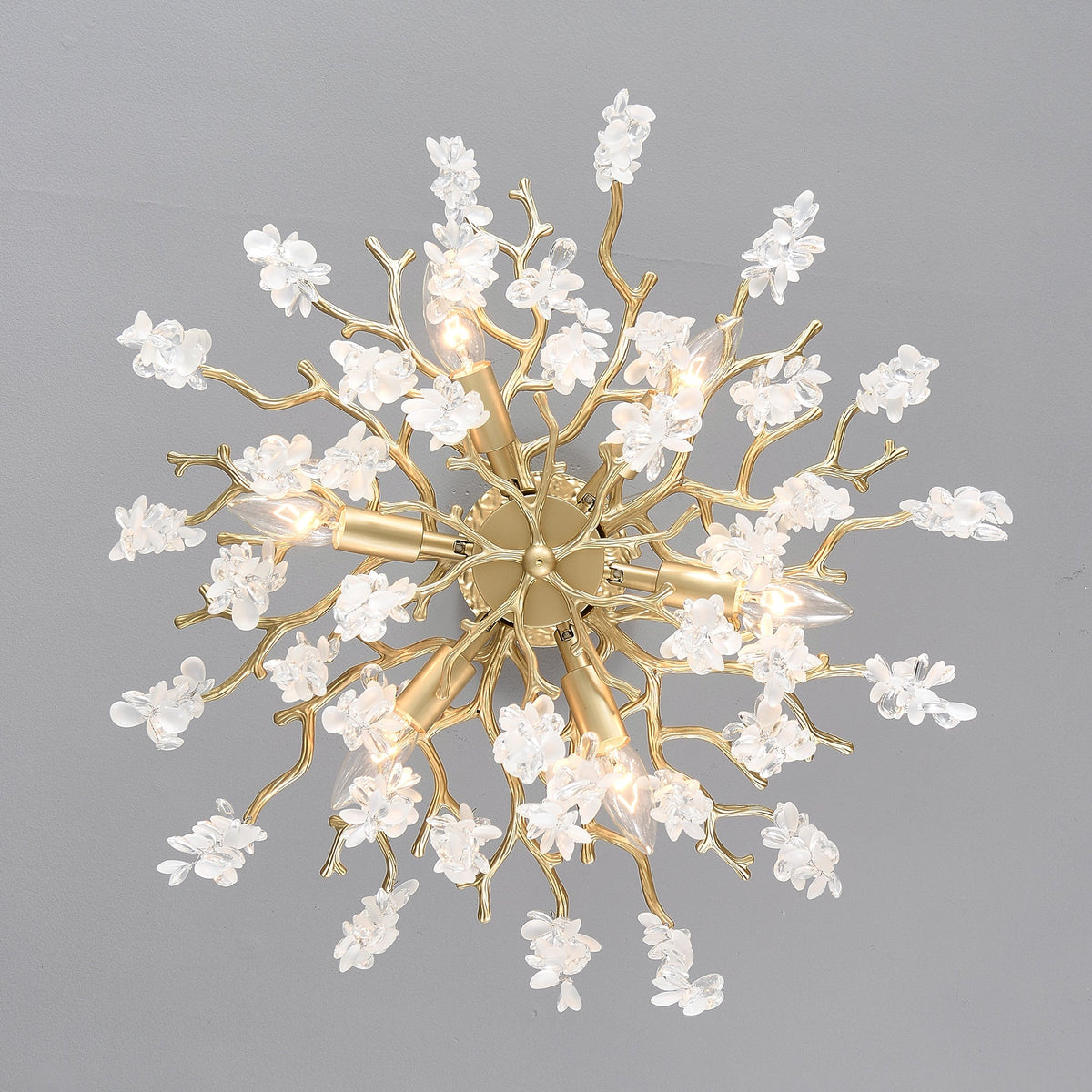 6-Light Chandelier Crystal Ceiling Lamp in Gold