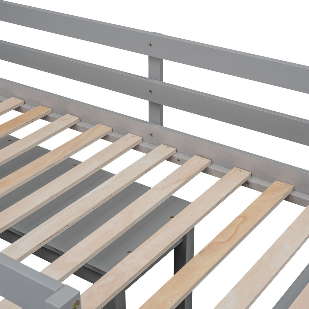 Loft Bed With Retractable Writing Desk And 4 Drawers, With Lateral Portable Desk And Shelves