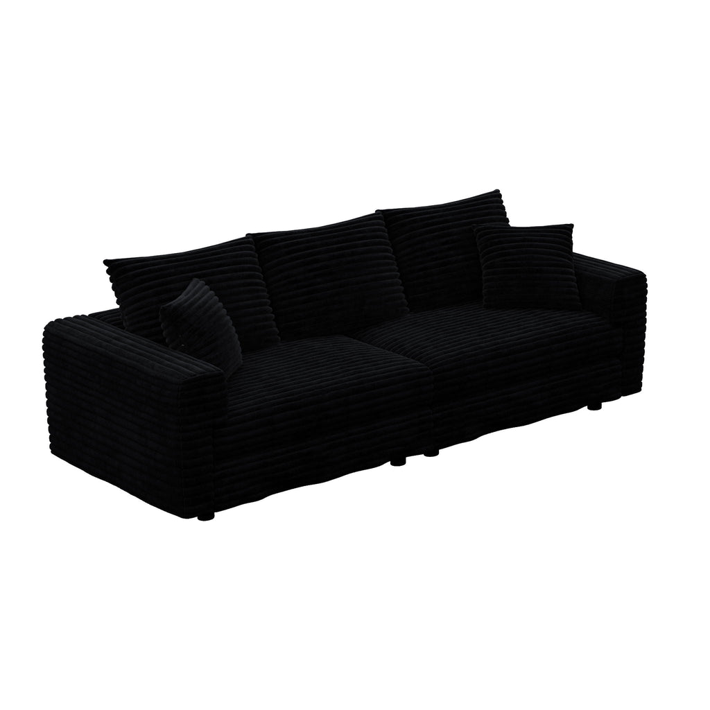 Deep Seat Convertible Sofa With Soft Pillows And Ottomans