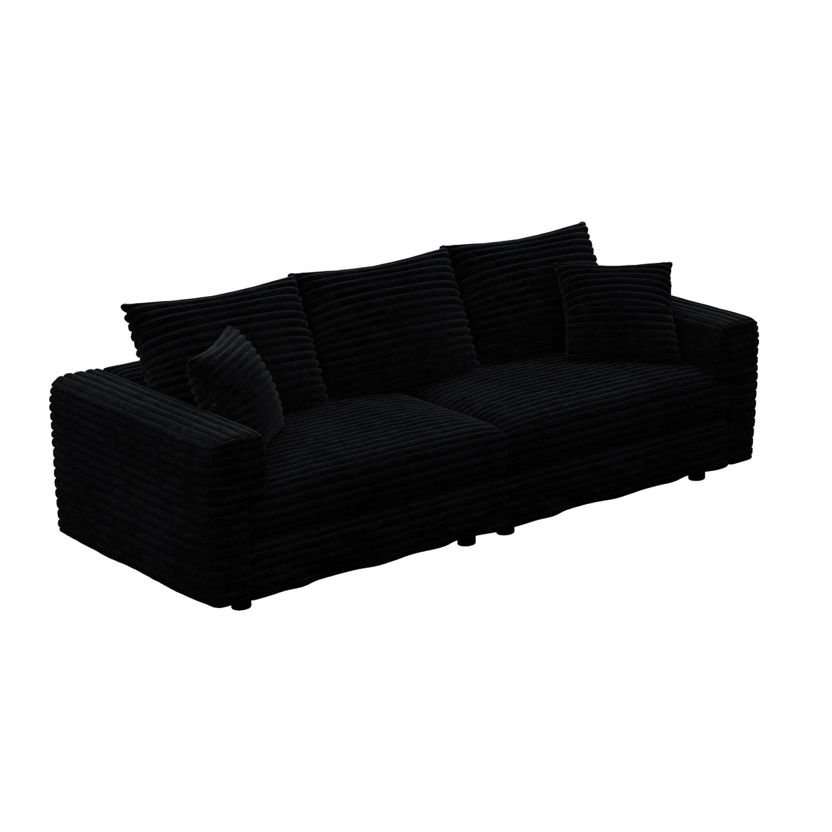 Deep Seat Convertible Sofa With Soft Pillows And Ottomans
