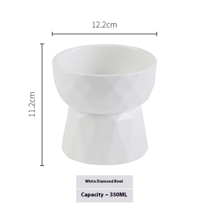 Ceramic High Foot Cervical Protection Pet Bowl