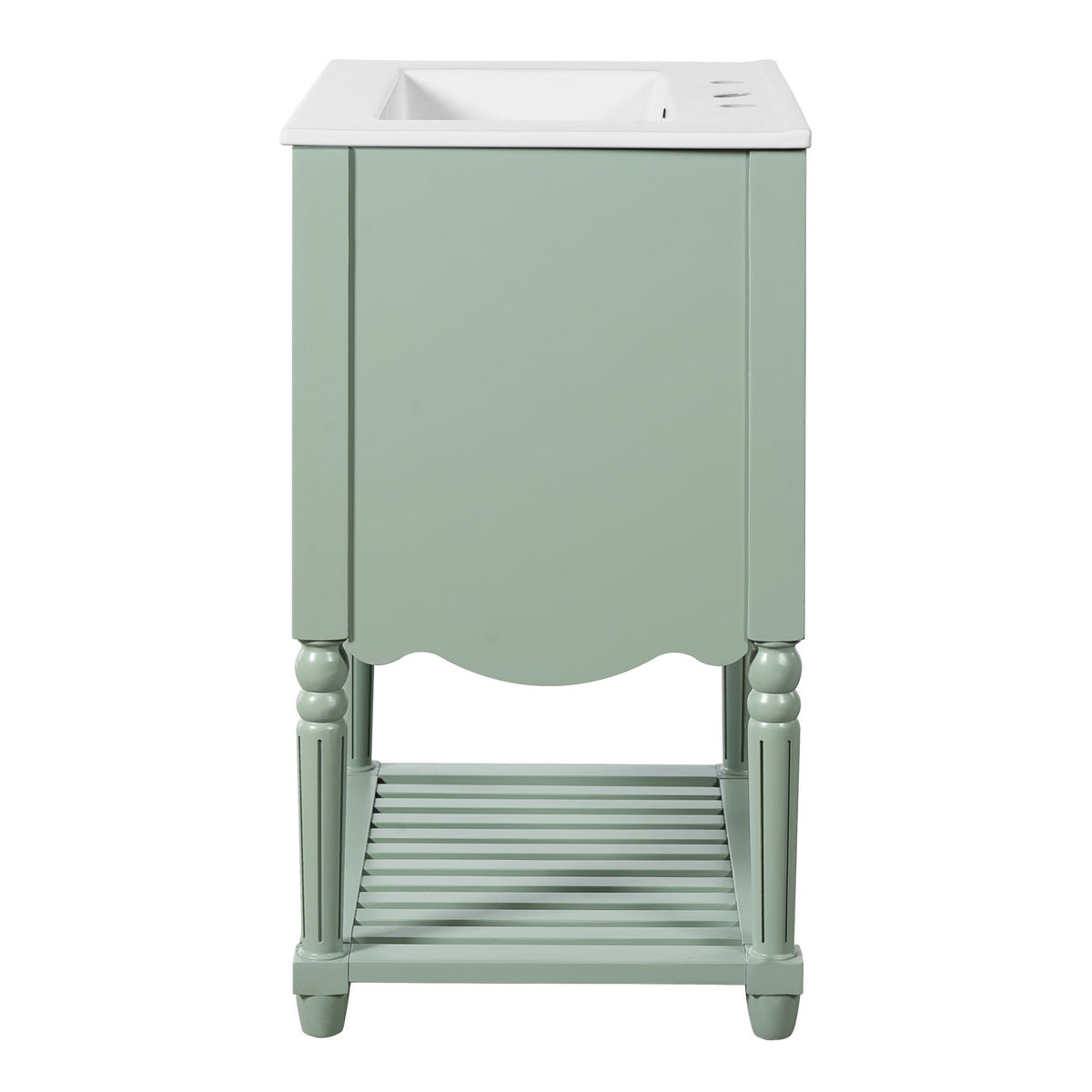 Wave Design Bathroom Vanity With Sink, 2 Drawers And Open Shelf