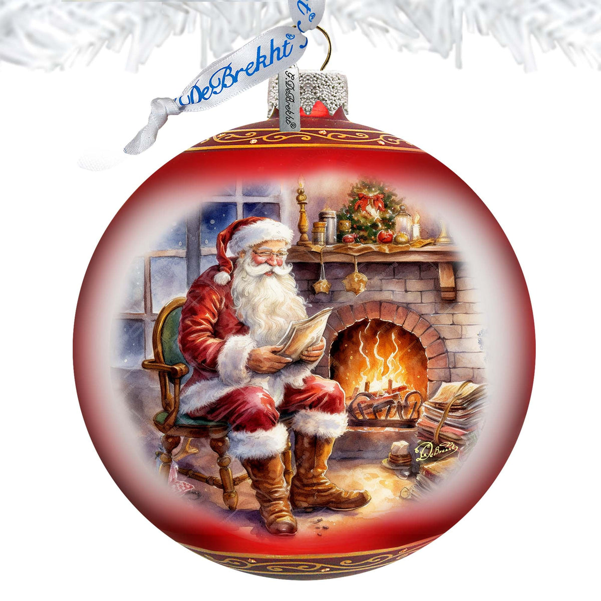 St. Nicks Nook Lg Glass Ornament by G.Debrekht - Christmas Santa Snowman Decor - 73960