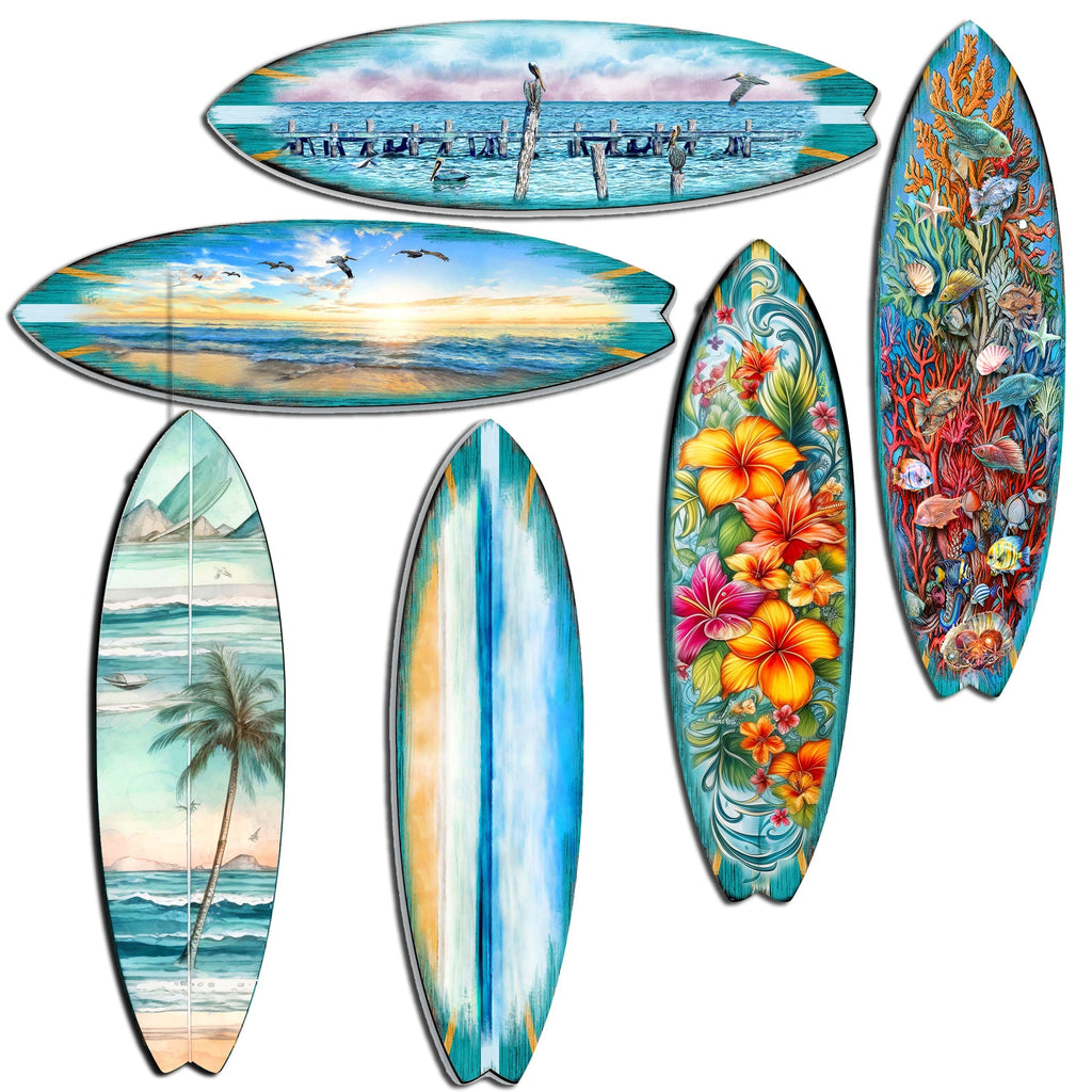Surfboards Decorative Eco Wood Magnets Set of 6 by G. Debrekht - Coastal Decor - 8090066G-S6