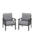 All Weather Armchairs With Cushions, Sculptural Design (Set of 2) - Gray / Khaki