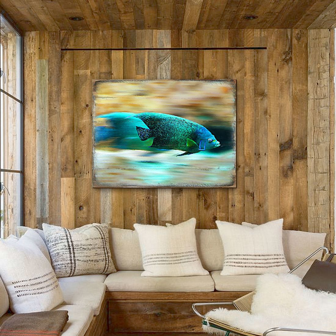 Tropical Fish Wood Wooden Coastal Wall Art by Nature Wonders - Coastal Sea-Life Decor - 95264B