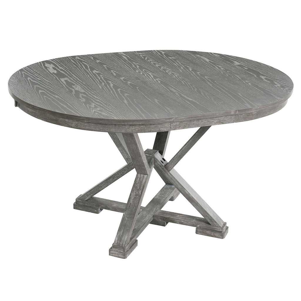 Dining Set With Extendable Round Table And 4 Upholstered Chairs