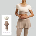 Nude-feel High-stretch Color-block Faux Yoga Set