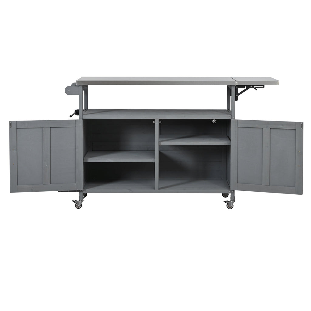 Foldable Outdoor Kitchen Island Patio Mobile Kitchen Cart