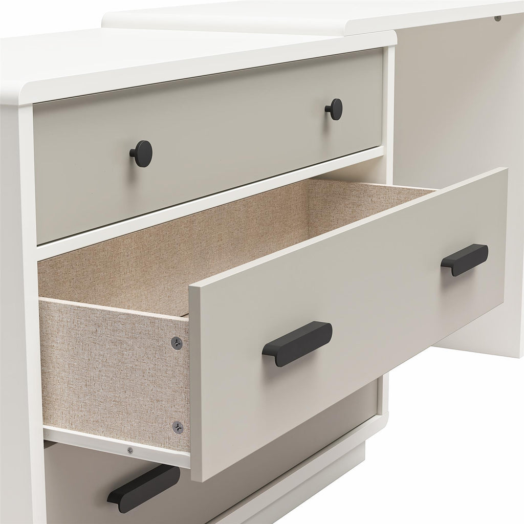 Valencia - 3 Drawer Dresser And Desk - Taupe