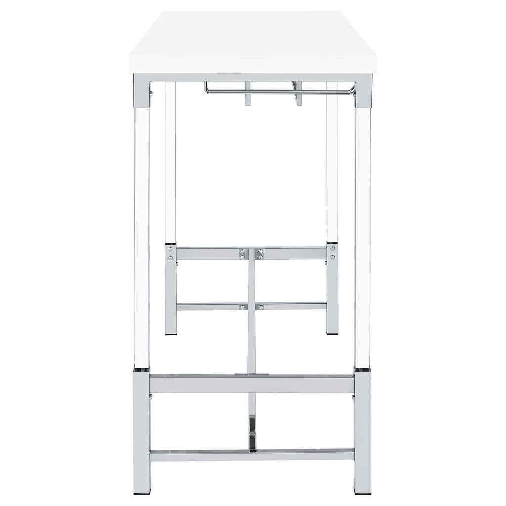 Tonneson - Bar Table With Trestle Base And Wine Storage - White