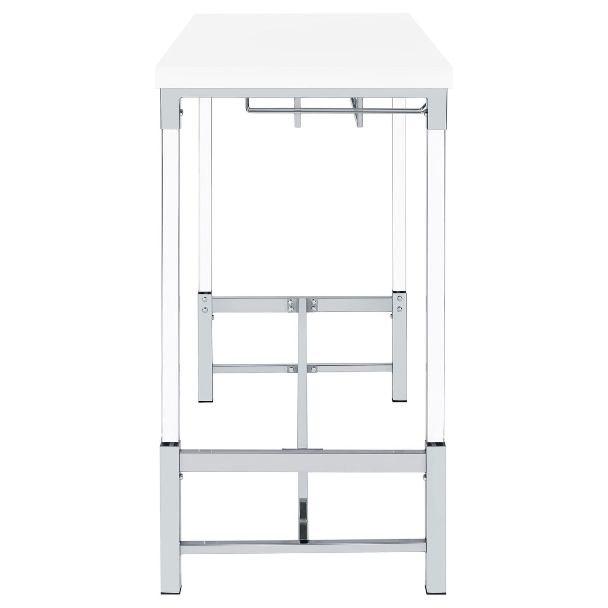 Tonneson - Bar Table With Trestle Base And Wine Storage - White