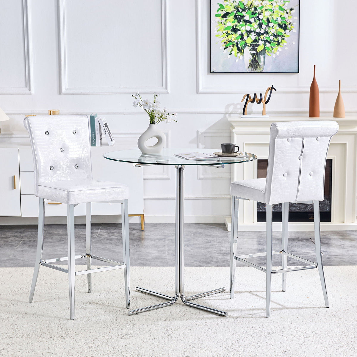 Bar Chairs & Crystal Clasp Design (Set of 2)