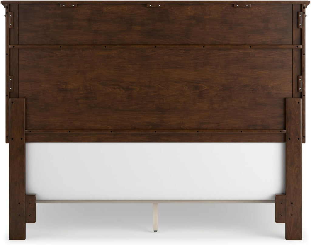 Signature Design by Ashley Danabrin Traditional Queen Panel Bed with Tapered Feet, Foundation or Box Spring Needed, Dark Brown